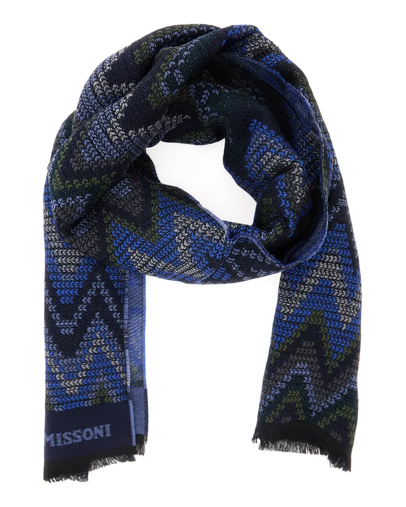 Missoni Men's Scarf Wool Blue Scarfs Blue