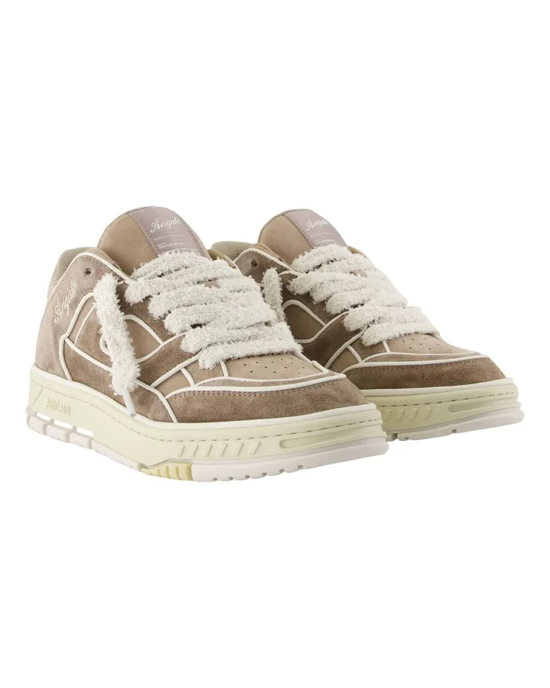 Axel Arigato Men's Area Lo Piping Sneakers -  Leather Brown Beige Calfskin Shoes Beige