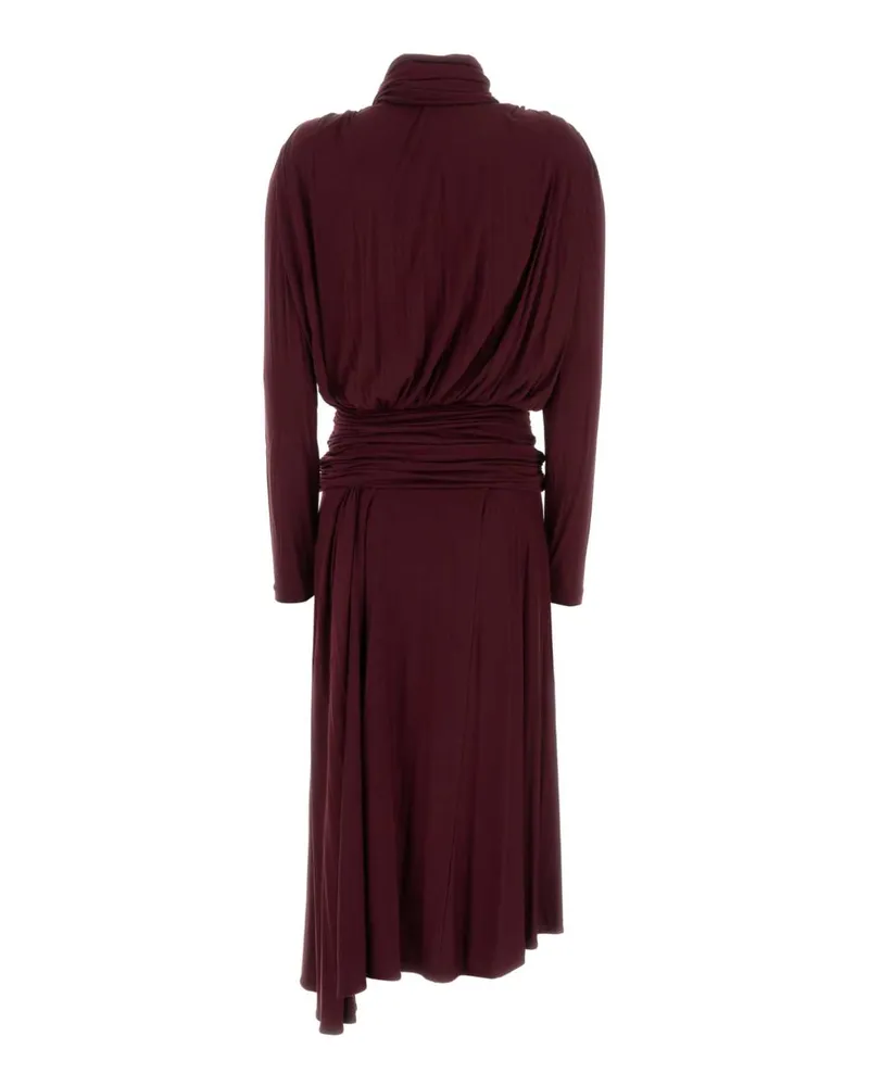 Blumarine Viscose-Elastane Wrap Dress — Burgundy Burgundy