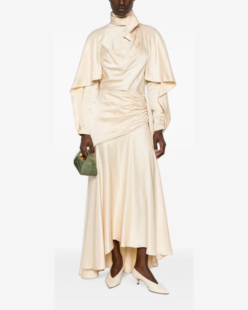 Zimmermann Draped Satin Skirt — Cream Cream
