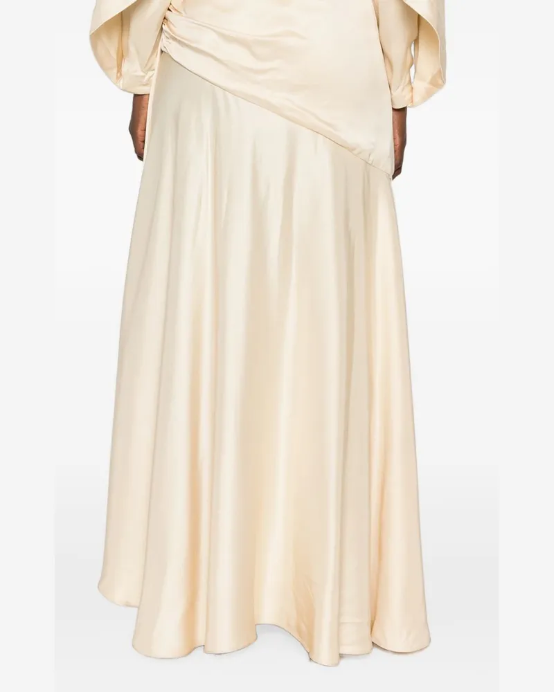 Zimmermann Draped Satin Skirt — Cream Cream