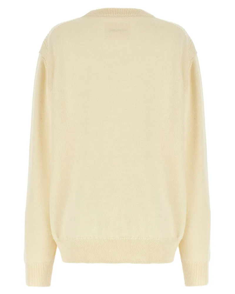 Jil Sander Textured Knit Wool Sweater — Cream Cream