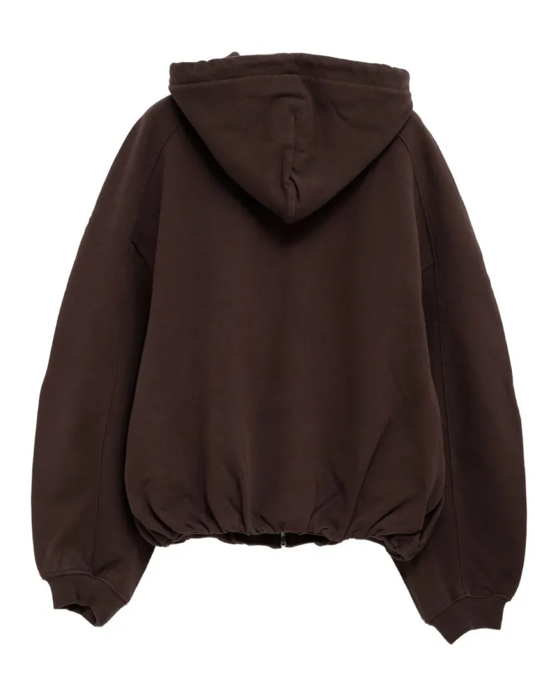 Jacquemus Logo Cotton Fleece Hoodie — Brown Brown