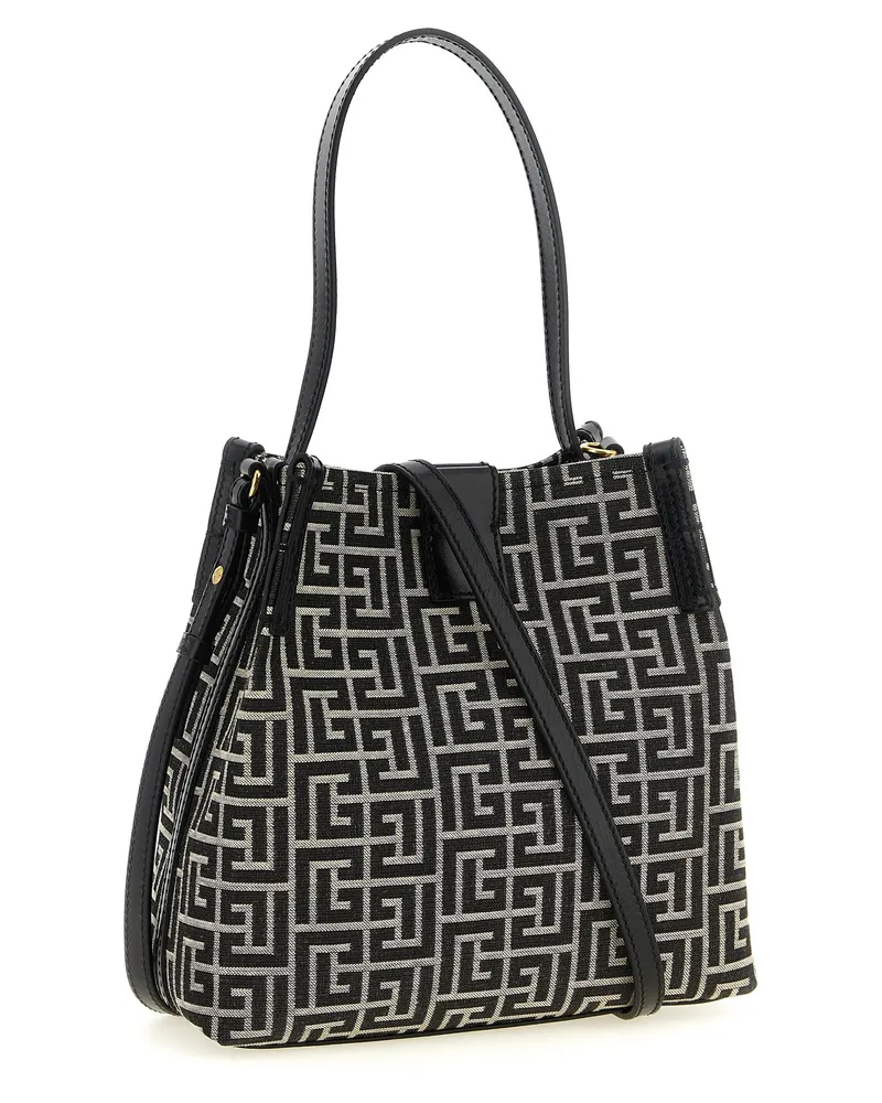 Balmain Women's Bicolor Cotton Shoulder Bag Black