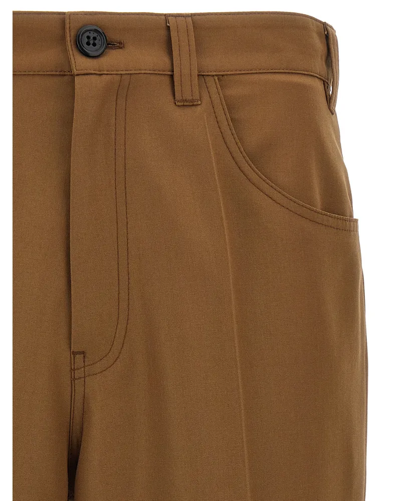 Marni Virgin Wool Blend Tailored Trousers — Tobacco Tobacco