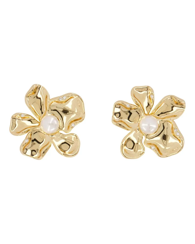 Self-Portrait Women's Pearl Flower Earrings Self Portrait Metal Gold Jewelry-Watches Gold