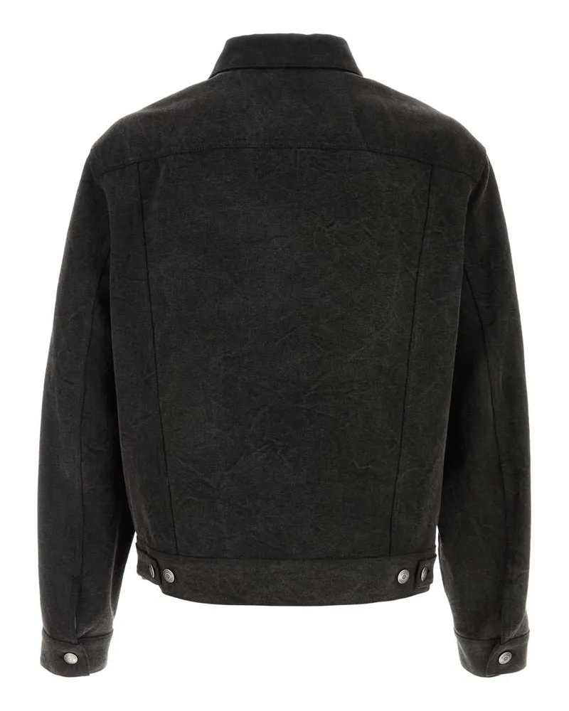 Alexander McQueen Men's Slate Denim Jacket Washedcharcoal Exterior: Cotton Giubbini Gray