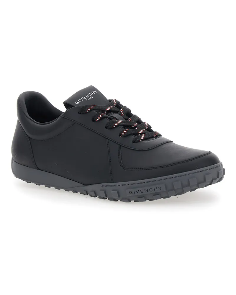 Givenchy Men's Low Top Sneakers Glide Black Leather Trainers Black