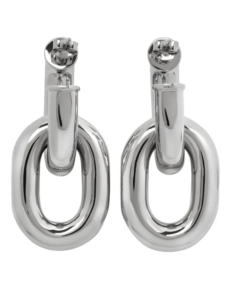 Paco Rabanne Women's Xl Link Hoops Earring Paco Silver Brass Metal Jewelry-Watches Earrings Silver