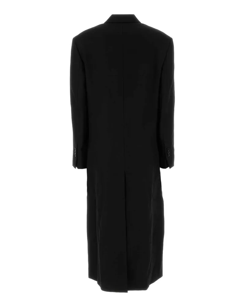 AMI Paris Virgin Wool Double-Breasted Shawl Collar Coat — Black Black