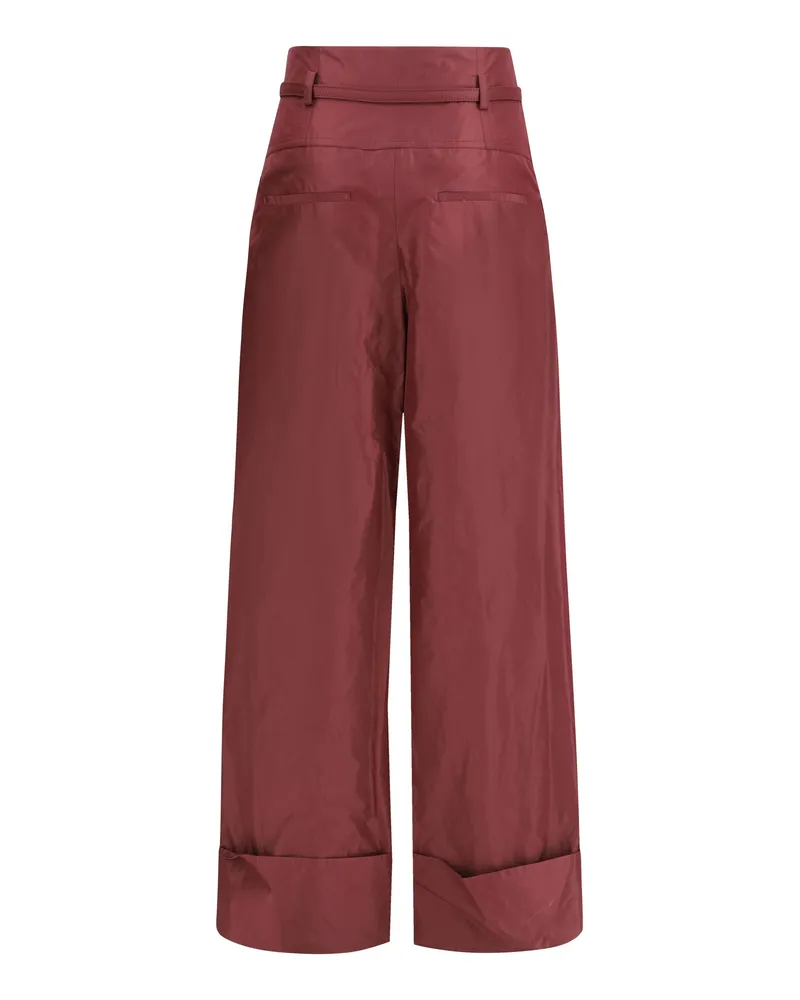Fendi Women's Taffeta Silk Trousers Plum Purple