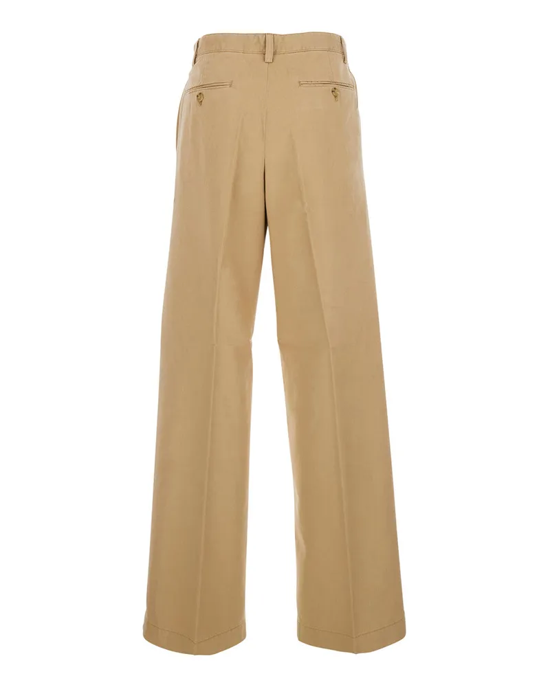 Ralph Lauren Cotton-Lyocell Blend Trousers — Beige Beige