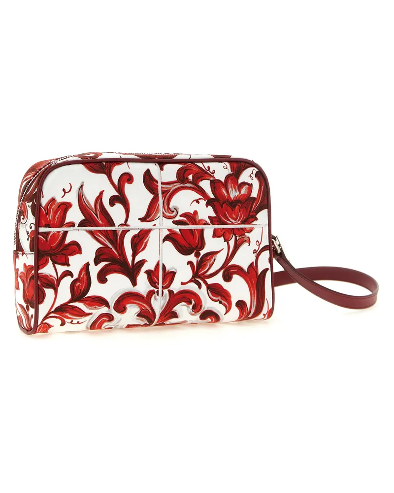 Dolce & Gabbana Men's Essenza Shoulder Bag Red Calfskin Leather Cotton Red