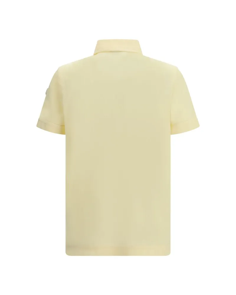 Moncler Men Bicolor Cotton Polo Shirt Yellow