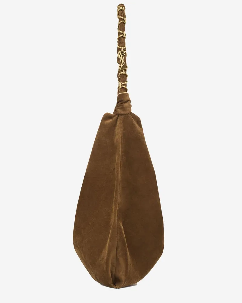 Saint Laurent Women's Amalia Suede Bag Brown Lambskin Shoulder Brown
