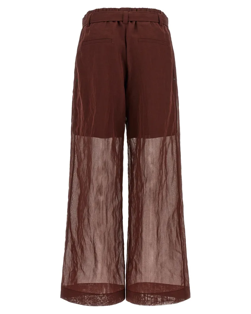 Brunello Cucinelli Semi-Transparent Organza Trousers — Burgundy Burgundy