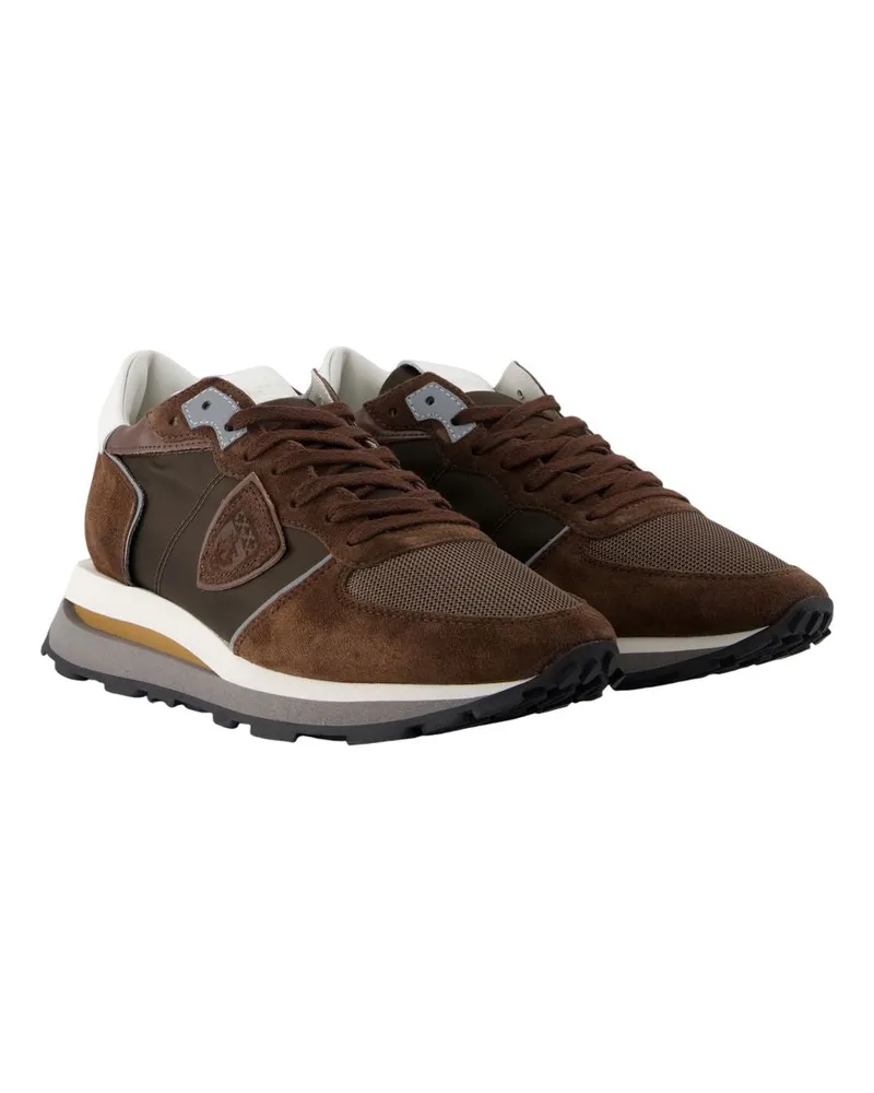 Philippe Model Men's Sneakers Tropez Haute Low -  Leather Brown Calfskin Shoes Brown