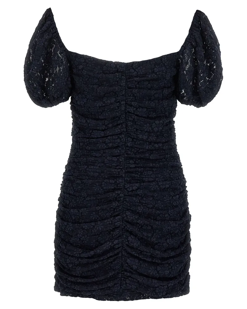 ROTATE Birger Christensen Ruched Lace Mini Dress — Black Black