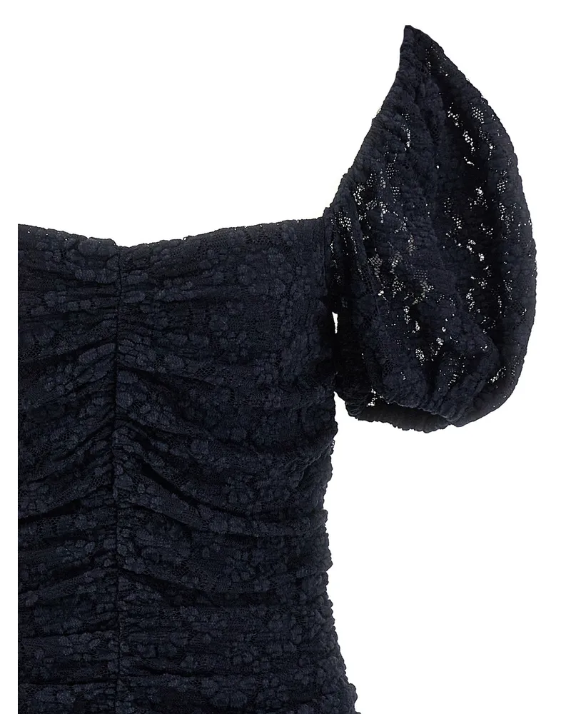 ROTATE Birger Christensen Ruched Lace Mini Dress — Black Black