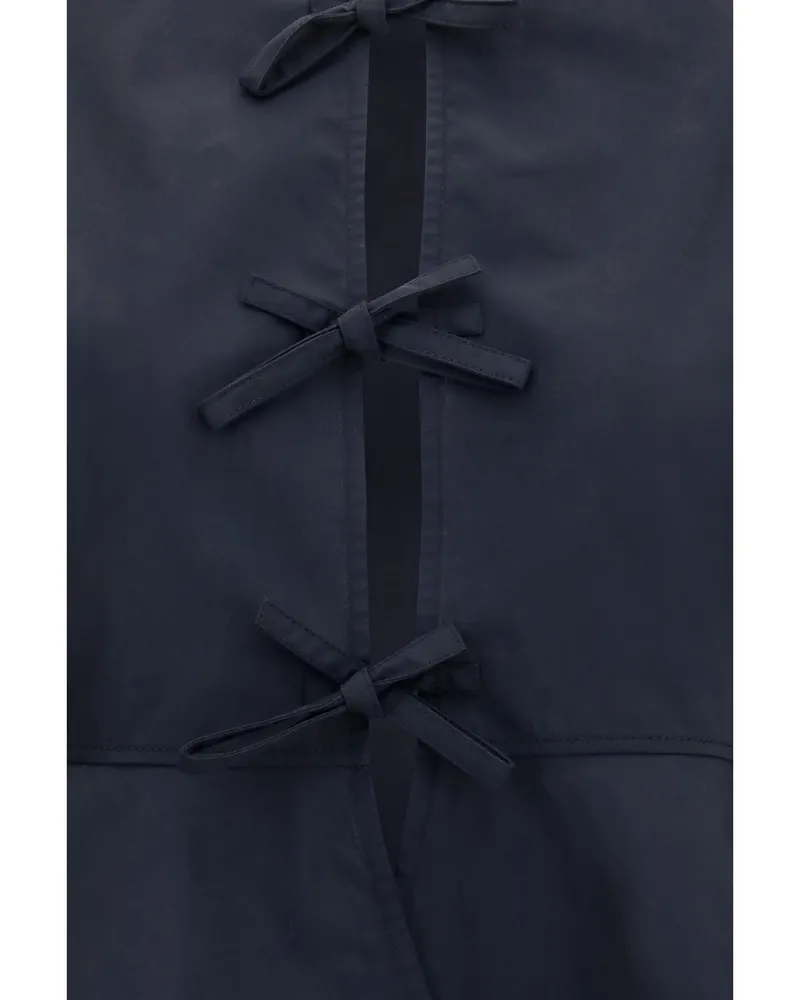 Ganni Women's Cotton Poplin Blouse With Bows Black Jacket Black
