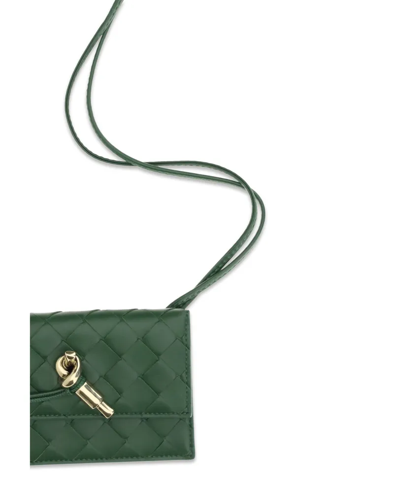 Bottega Veneta Women's Badge Holder Andiamo Basil-Muse Brass Lamb Leather Shoulder Bags Green