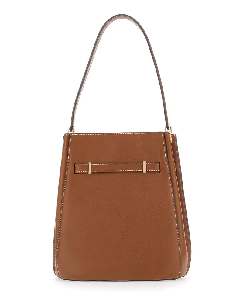 Tory Burch Women's Shoulder Bag Lee Radziwill Brown Leather Cow Brown