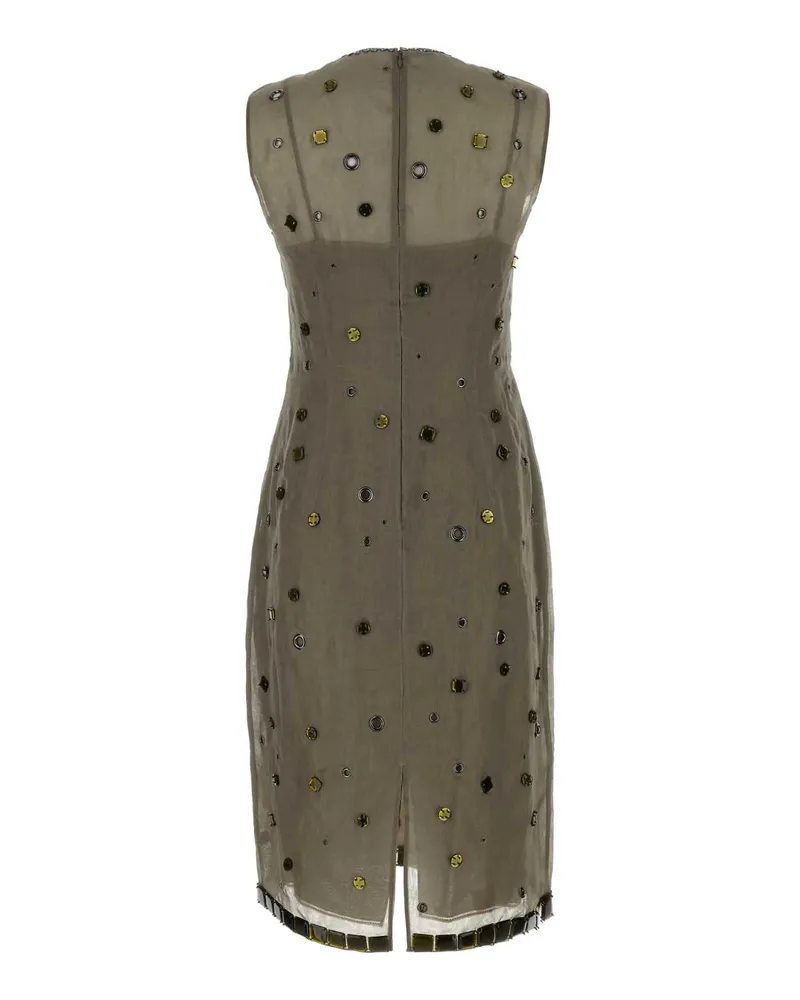 Prada Women's Abito Organza Tortora Militare Abiti Gray