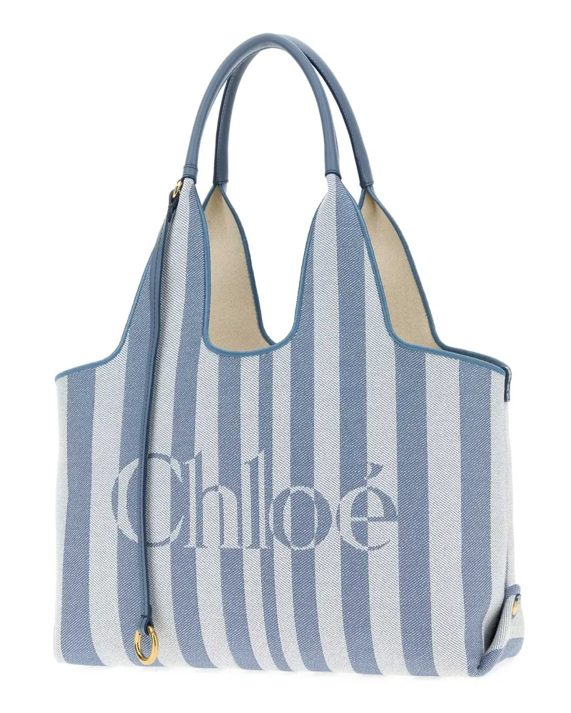 Chloé Striped Canvas Tote Bag — Blue Blue