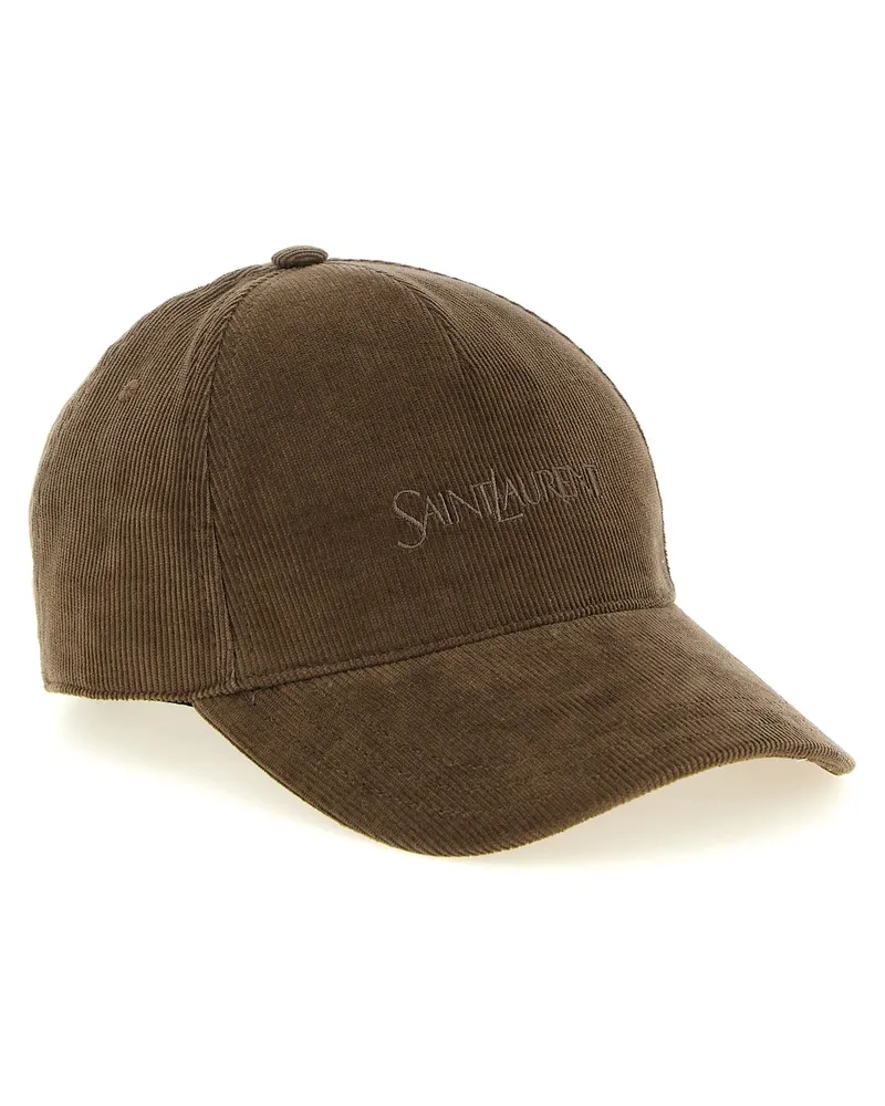 Saint Laurent Women's Brown Cotton Cap (baseball Hat Brown