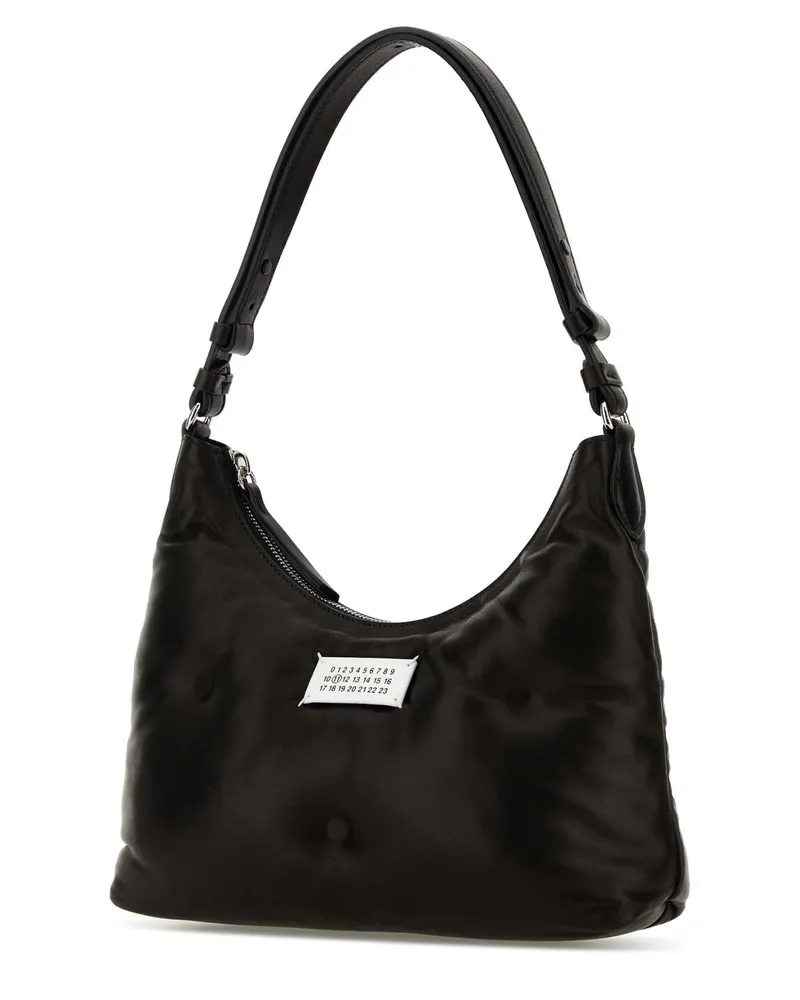 Maison Margiela Women's Black Nappa Leather Small Glam Slam Hobo Shoulder Bag T8013 Borse A Mano Black
