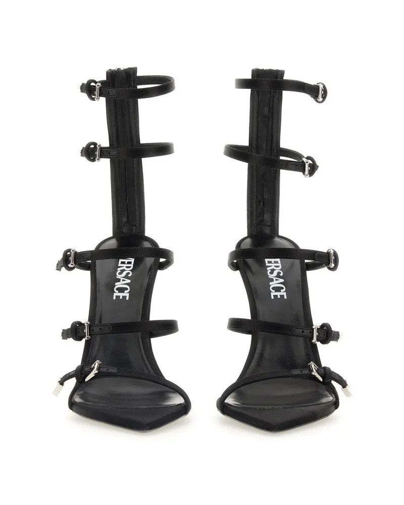 Versace Pin-Point Stiletto Sandal — Black Black