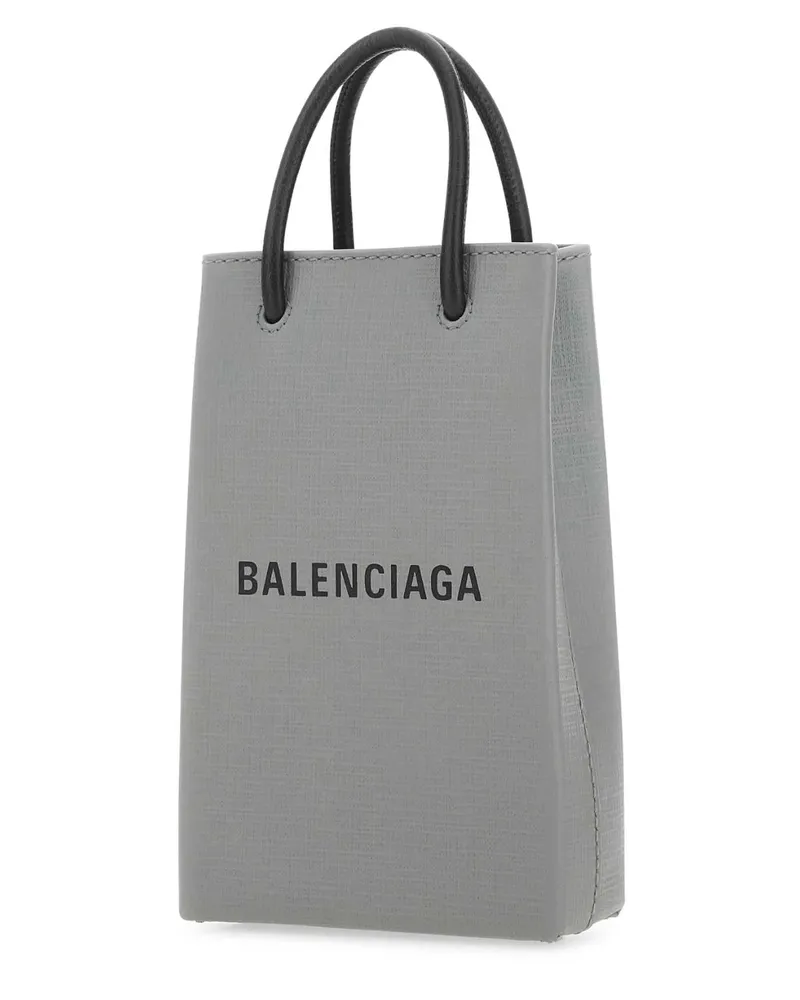 Balenciaga Women's Grey Leather Phone Case 1160 Cover Gray