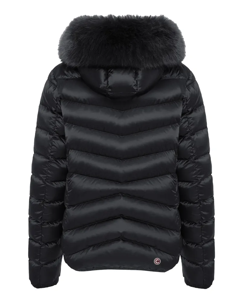 Colmar Women's Puffer Jacket Black Faux-Fur Hood Black