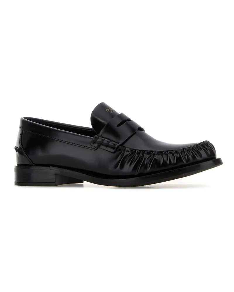 Prada Women's Black Leather Loafers Nero Calfleather Mocassini Black