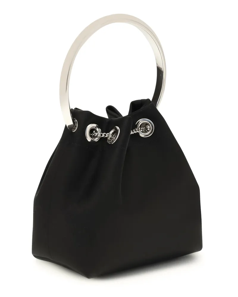 Jimmy Choo Women's Bucket Bag Bon Black-Silver Silk Black/silver Black