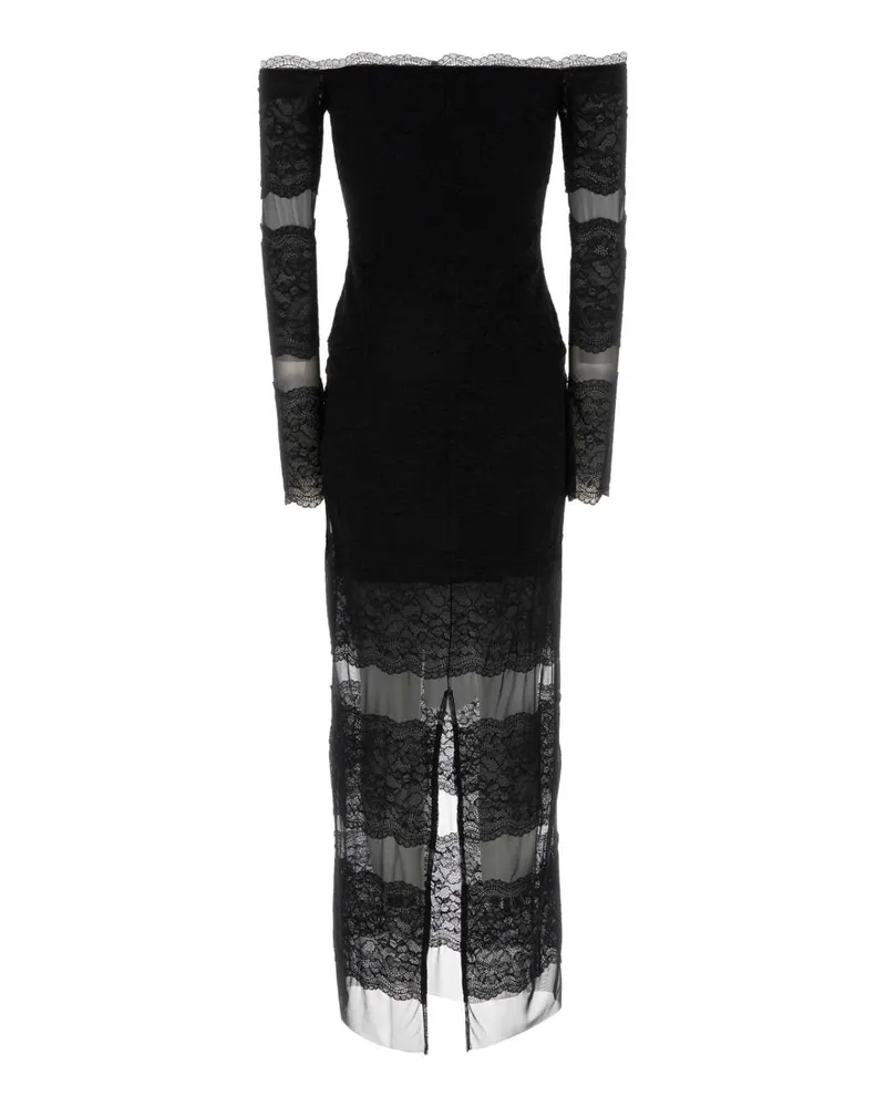 Blumarine Women's Black Lace And Mesh Long Dress Abiti Lunghi Black