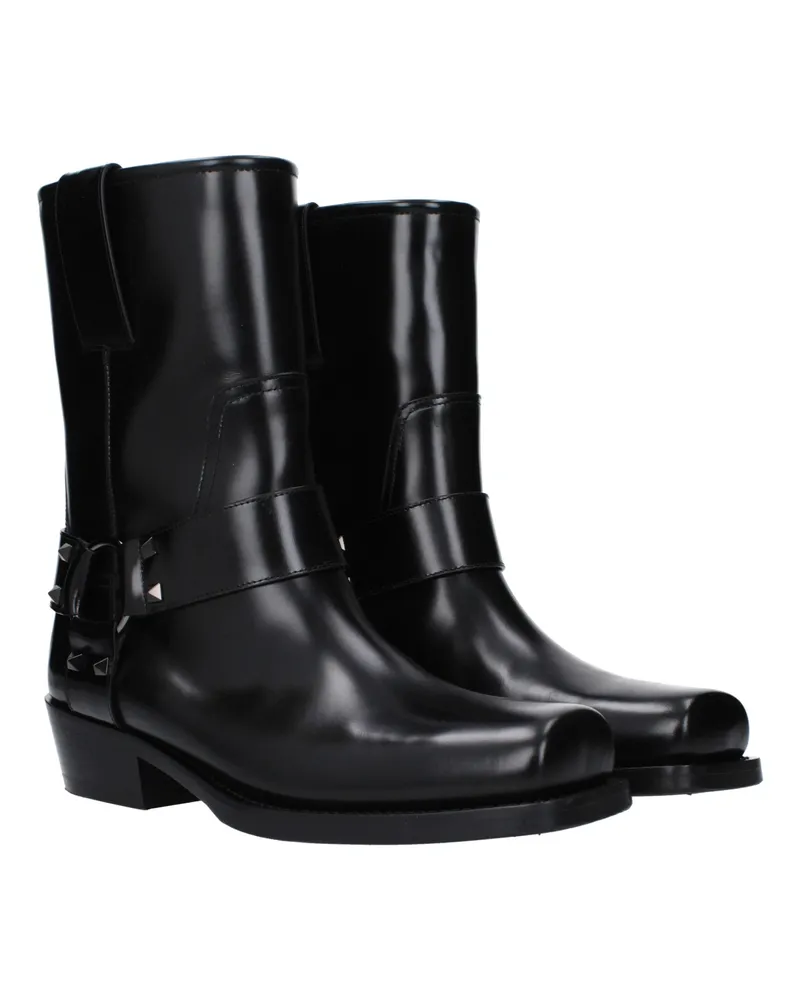 Valentino Garavani Women's Black Leather Ankle Boots Black