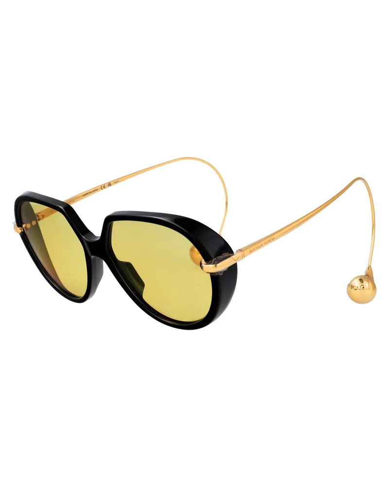 Bottega Veneta Unisex Sunglasses Bv1436s Black-Gold-Yellow Metal Black/gold/yellow Black