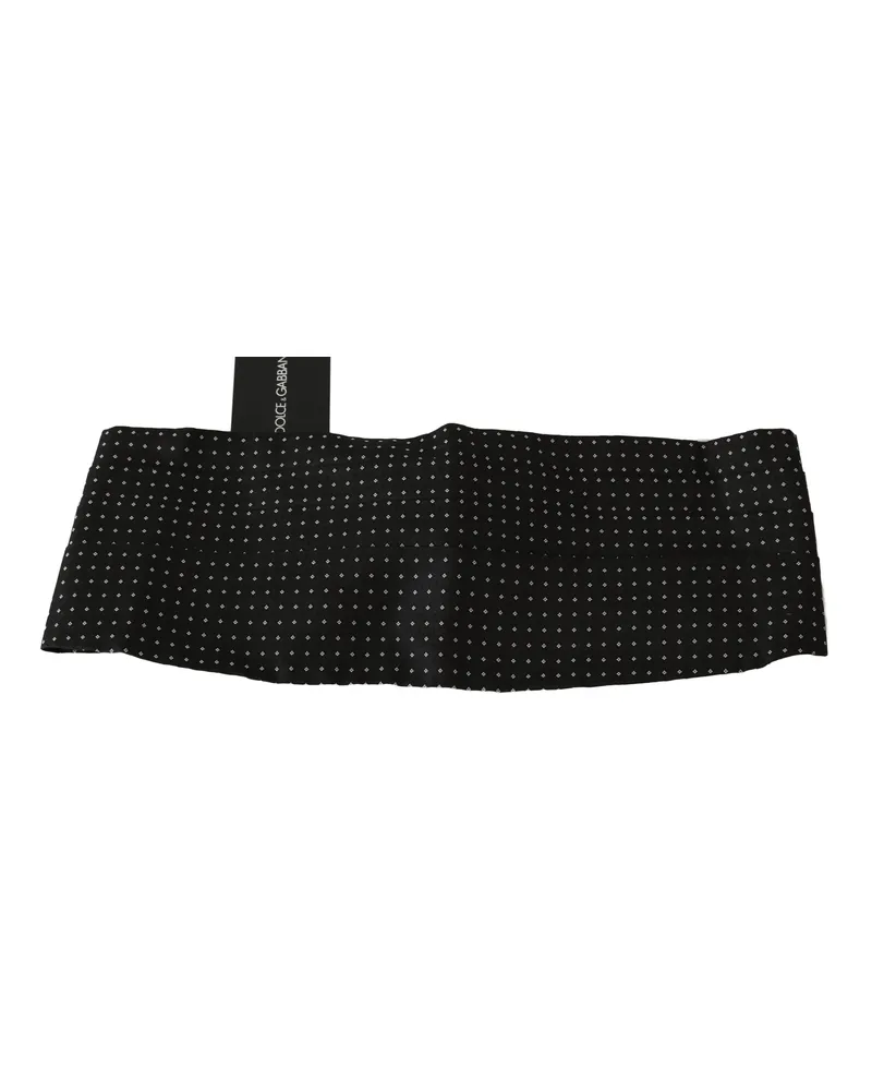 Dolce & Gabbana Men's Black Dotted Waist Belt Silk Cummerbund Black