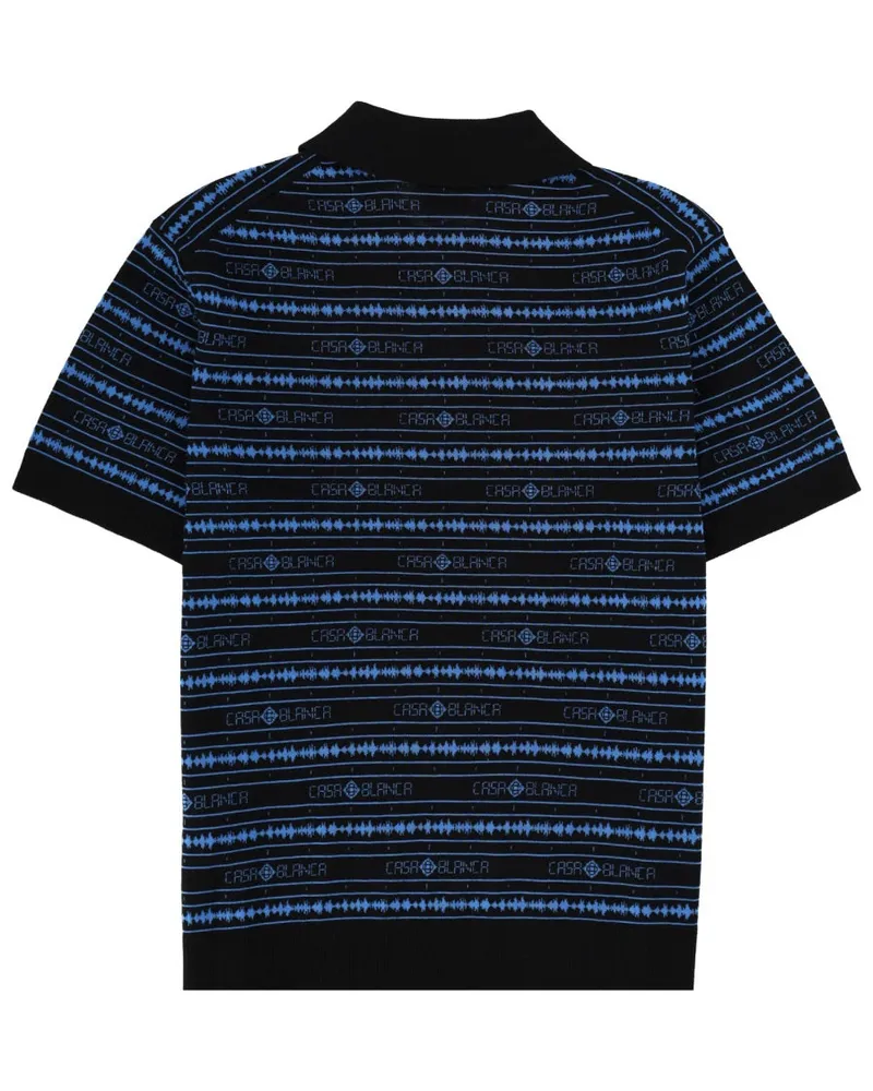 Casablanca Paris Sound Wave Wool Polo Shirt — Multicolor Multicolor