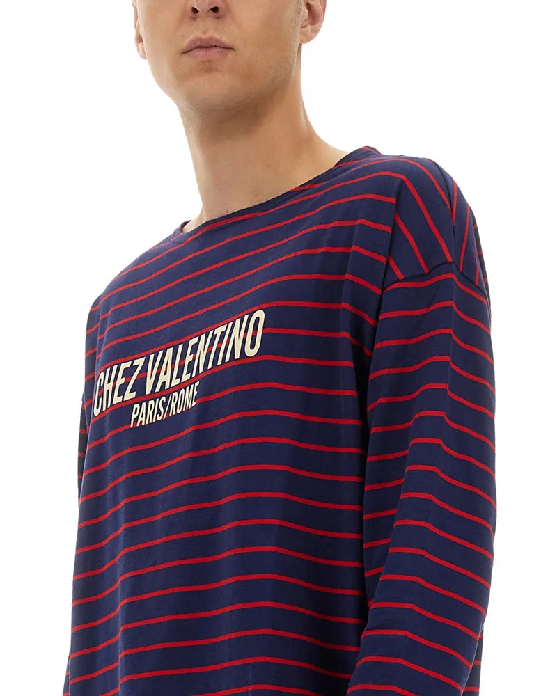 Valentino Garavani Chez Valentino Print T-Shirt — Blue Blue