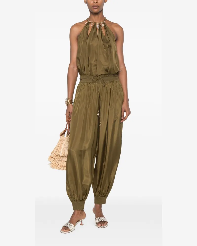 Zimmermann Chain-Link Halterneck Tank Top — Olive Olive