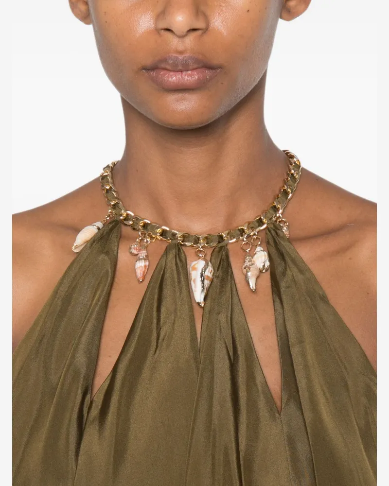 Zimmermann Chain-Link Halterneck Tank Top — Olive Olive