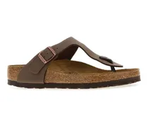 Unisex Mud Leather Gizeh Thong Slippers Mocca Flat Shoes