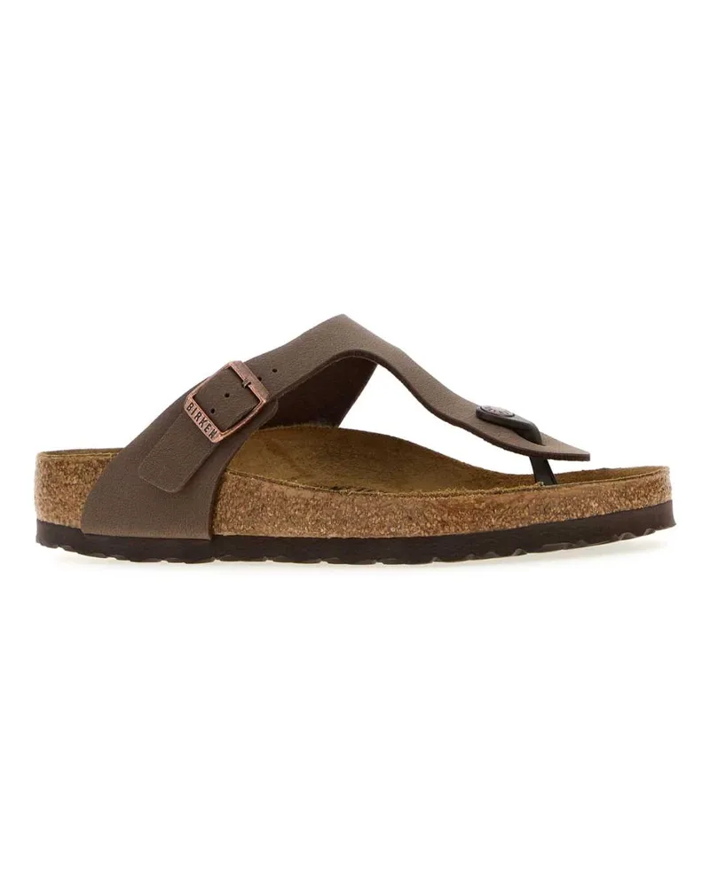 Birkenstock Unisex Mud Leather Gizeh Thong Slippers Mocca Flat Shoes Brown