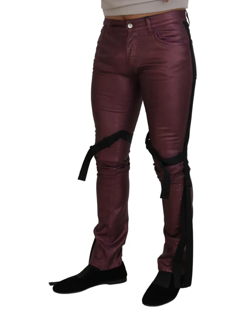 Dolce & Gabbana Magenta Cotton Men Casual Harness Denim Jeans Pink Elastane Clothing Pink