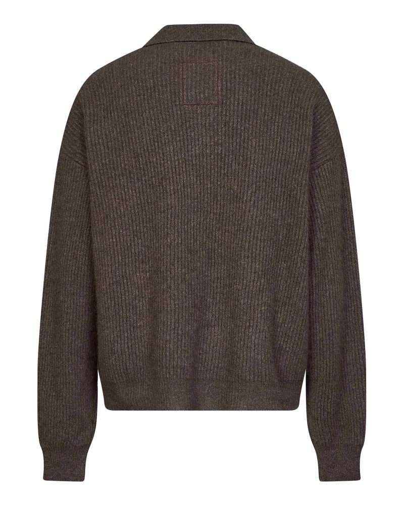 Uma Wang Men Ribbed Polo Shirt Brown Viscose Knitwear Sweater Brown