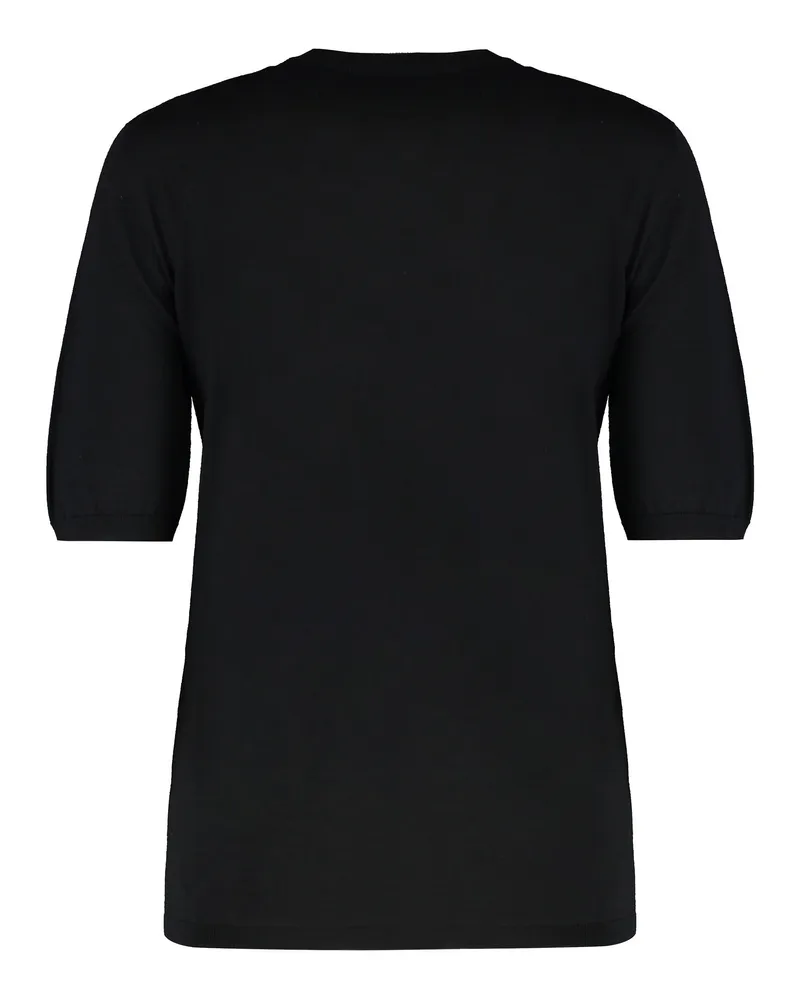 Max Mara Women Wool Slim Fit Shirt Black Virgin Knitwear Sweater Black