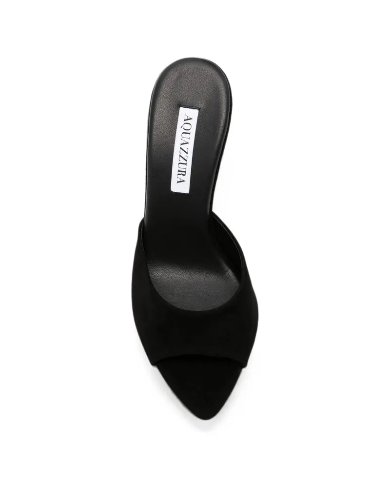Aquazzura Calf Leather Wedge Sandal — Black Black
