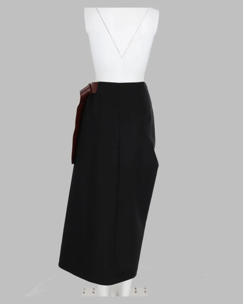 Bottega Veneta Grain de Poudre Wool Skirt — Black Black